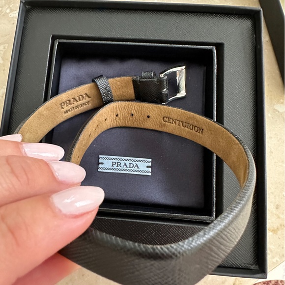 Prada Centurion AMEX (black card) Black Leather Bracelet , unworn - Picture 2 of 3